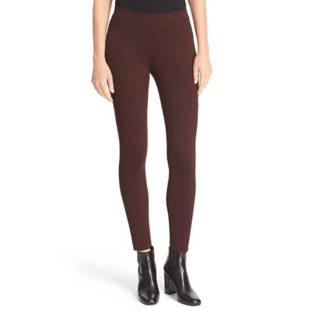 Theory Adbelle K Claymont Black And Burgundy Pants Leggings